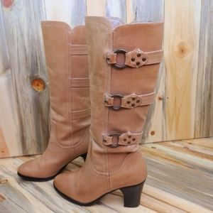 Matisse Tall  Buckle Tan Leather Boots